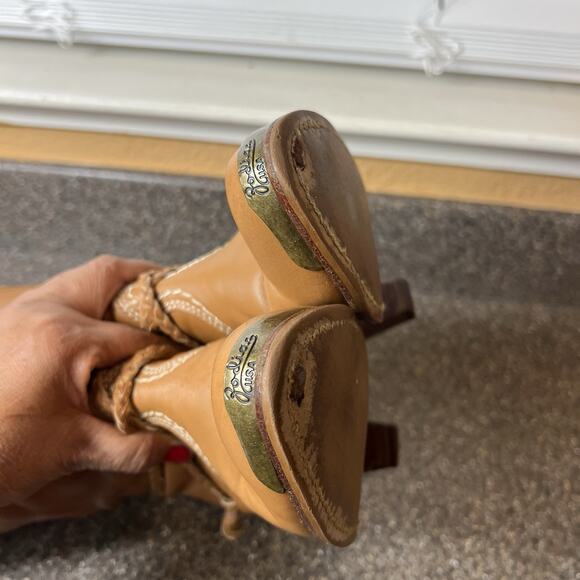 Zodiac USA Knee High Boots Cognac Faux Leather Womens Sz 7 M High Heeled Pull On - Picture 6 of 10